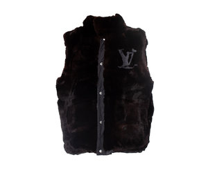 Louis Vuitton, Reversible Damier graphite down vest Black Polyester Fur  ref.1001965 - Joli Closet