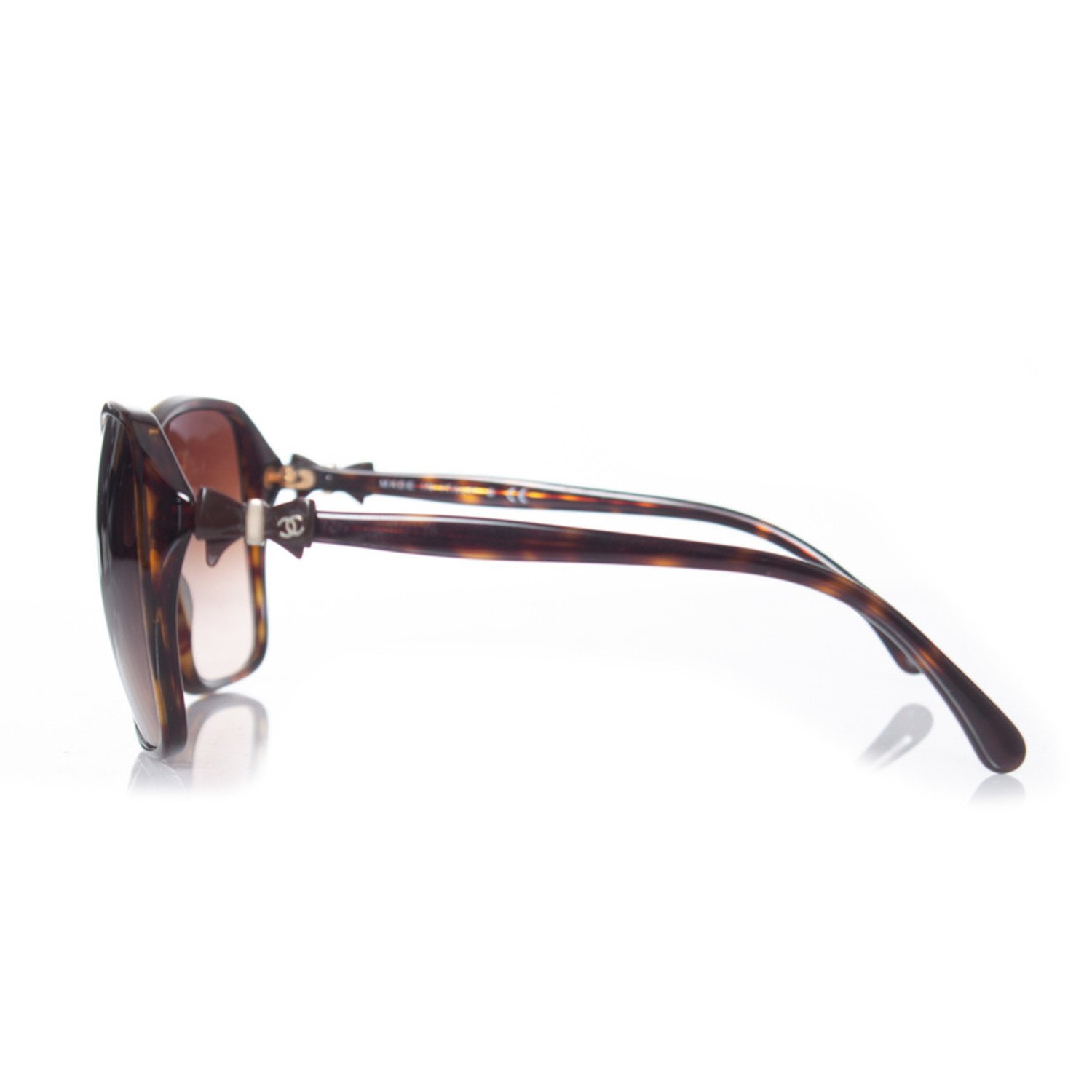 Chanel, Brown square tortoise bow sunglasses - Unique Designer Pieces