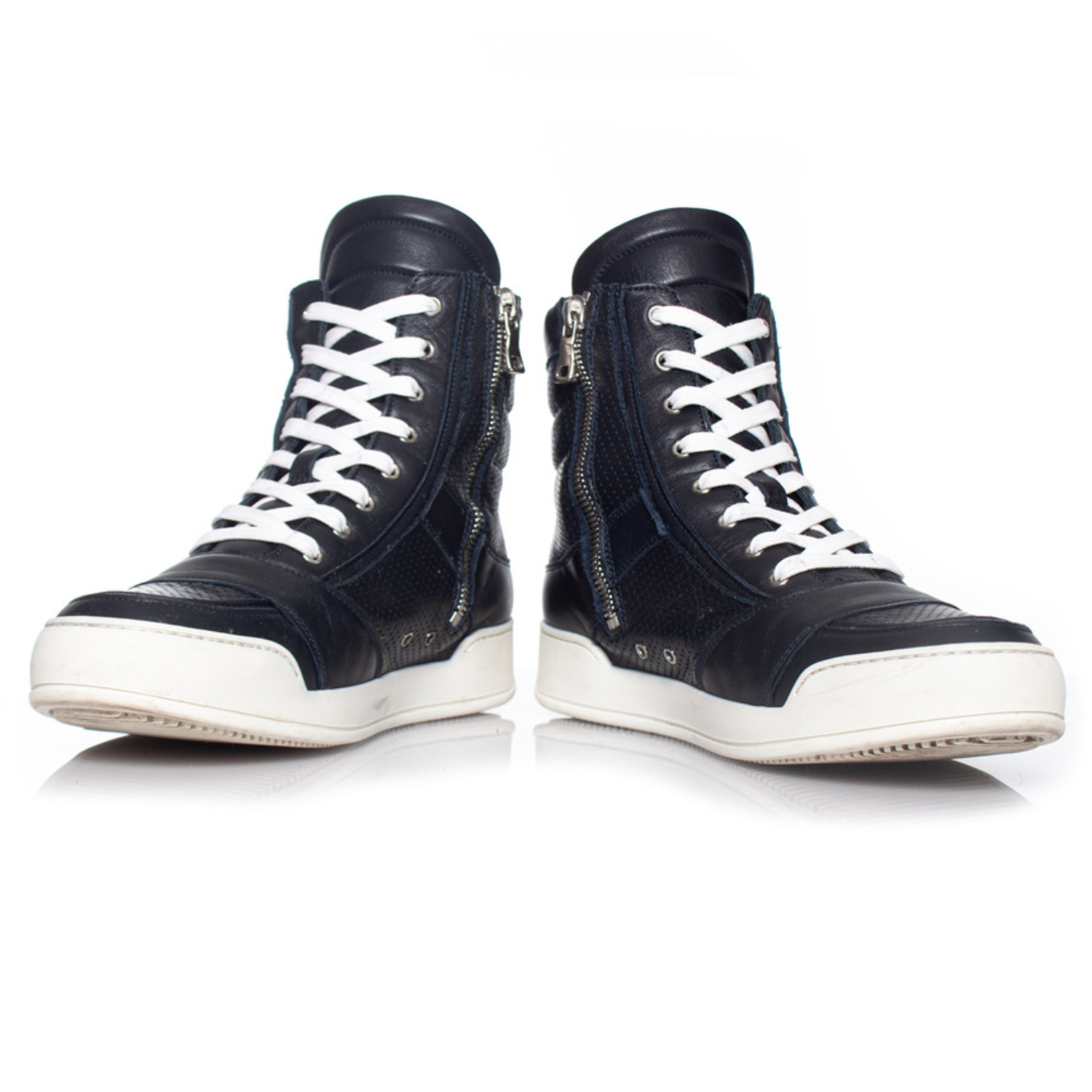 Balmain, perforated high top trainers - Unique Designer Pieces