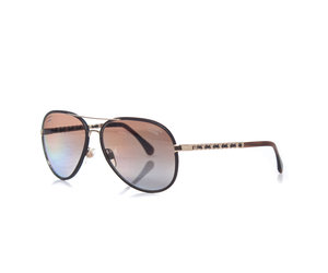 Chanel, Brown leather CC Aviator sunglasses - Unique Designer