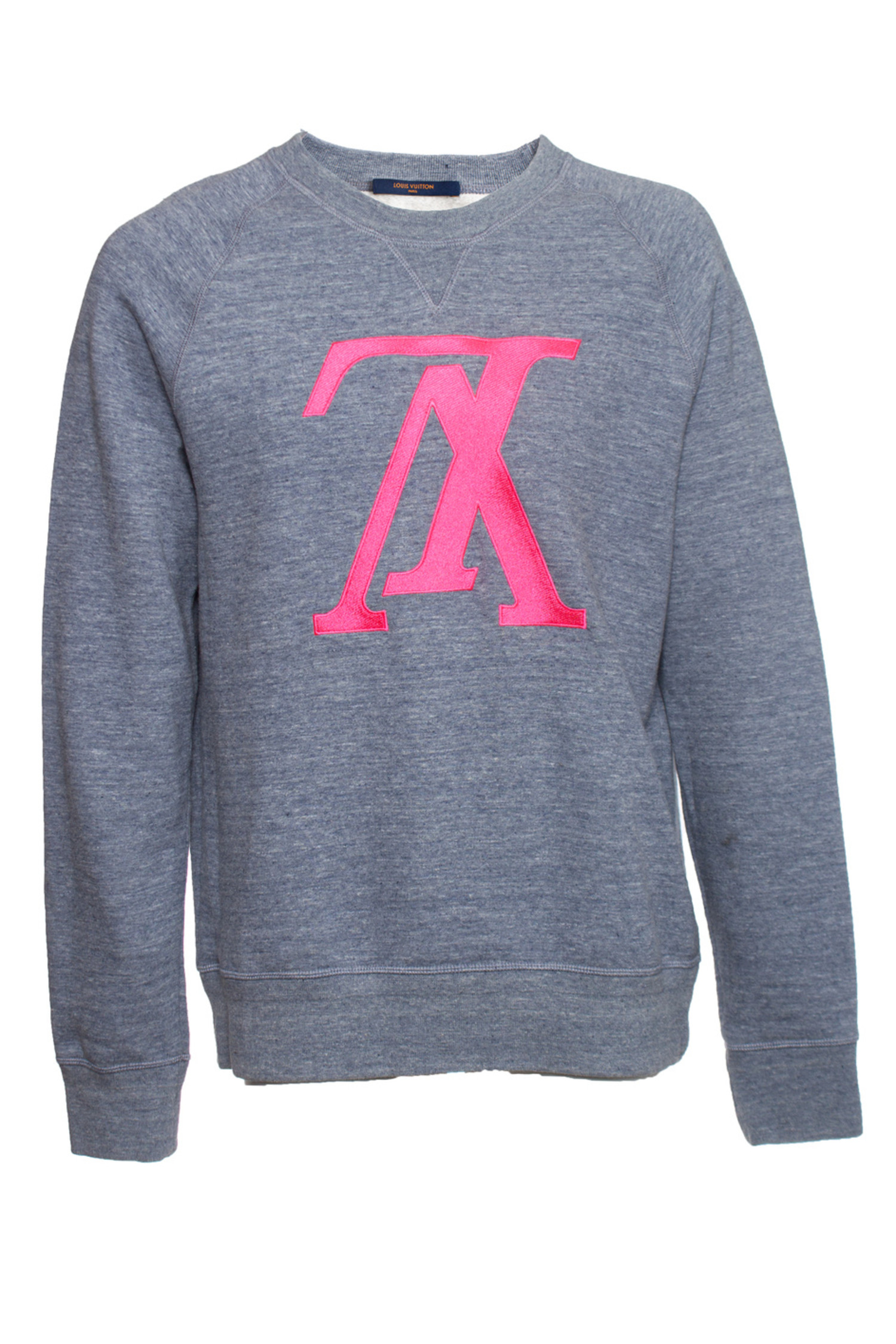 Louis Vuitton, crewneck sweater with neon pink logo - Unique Designer Pieces