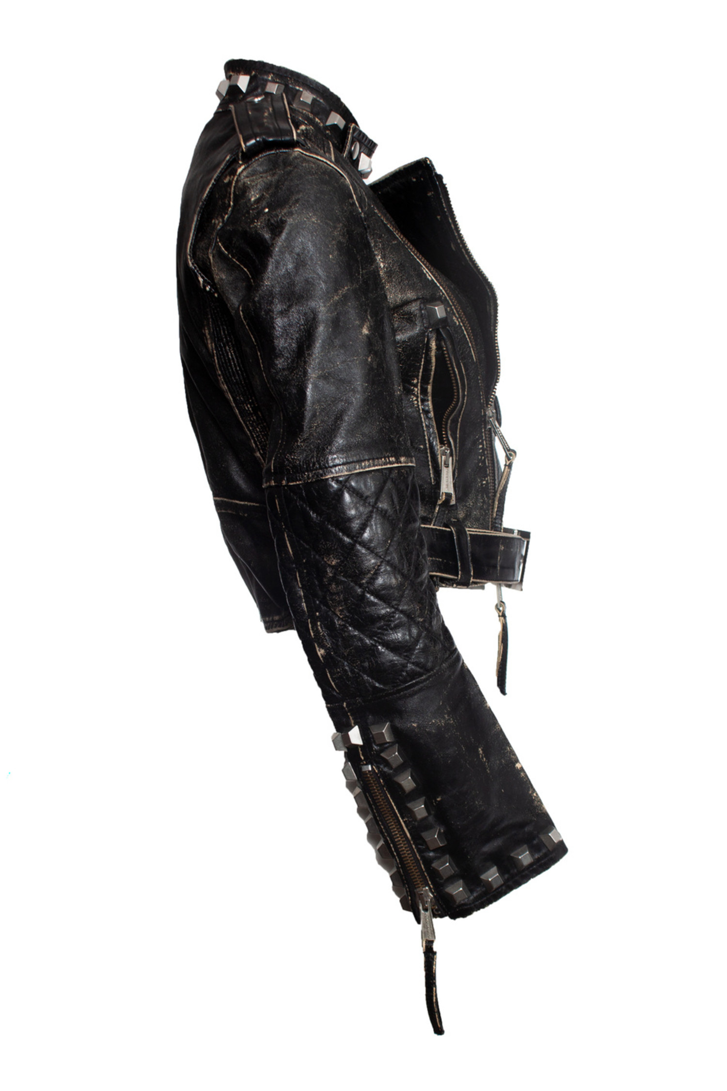 Dsquared2, Faded leather biker jacket - Unique Designer Pieces