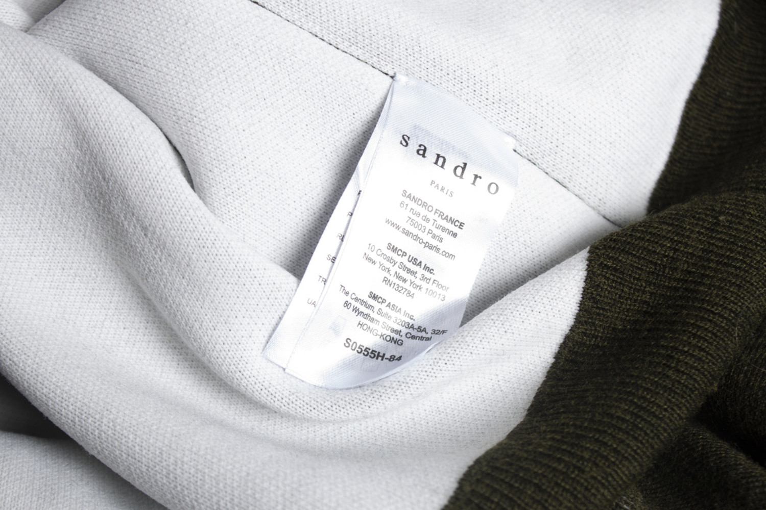 Sandro, green turtleneck with white 