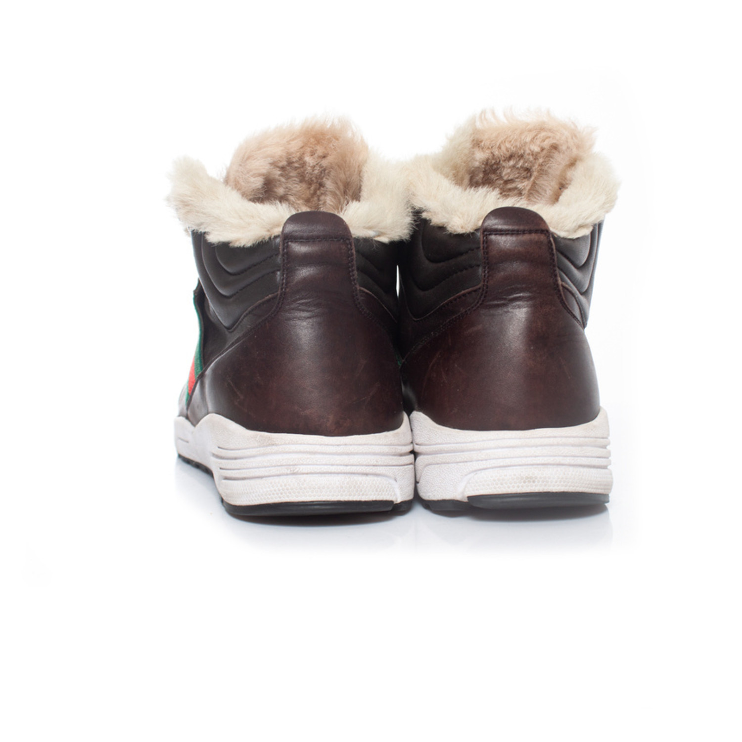 Gucci, brown shearling track trainers Unique Designer Pieces