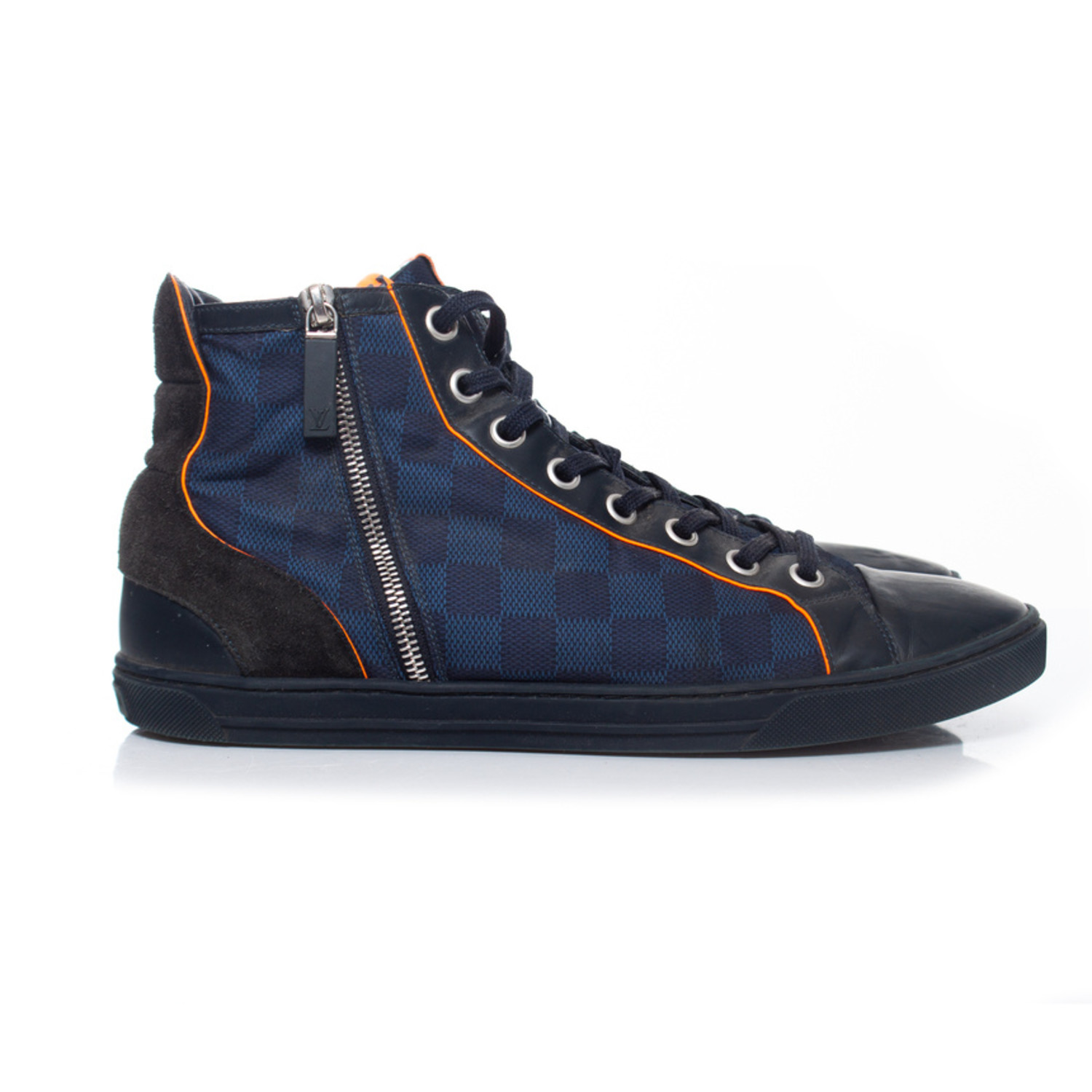 LOUIS VUITTON Damier Challenge Zip Up Sneakers 9 Blue 89740