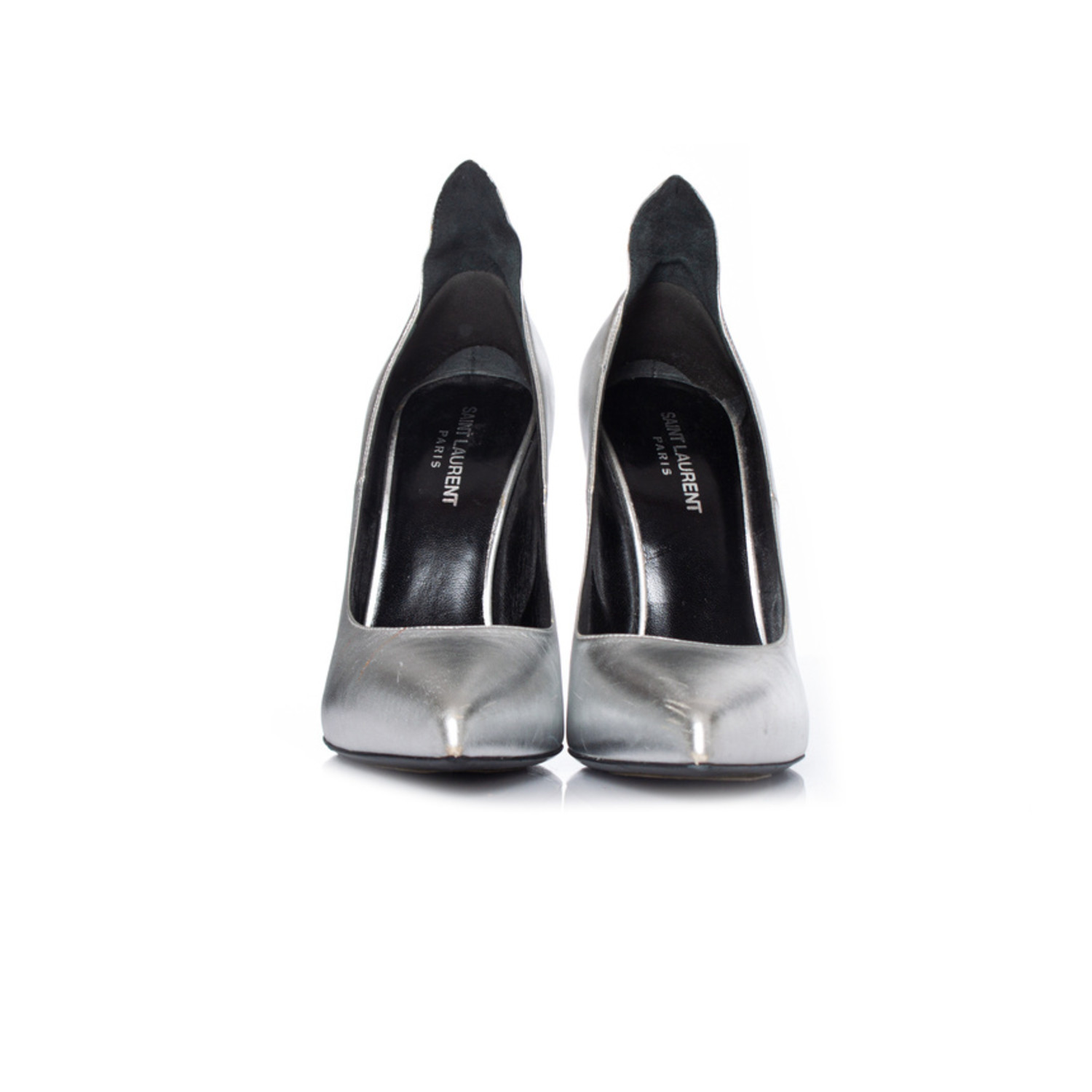 SAINT LAURENT PARIS パンプス シルバー　36.5 Saint Laurent, Heel tab Paris pump - Unique Designer Pieces