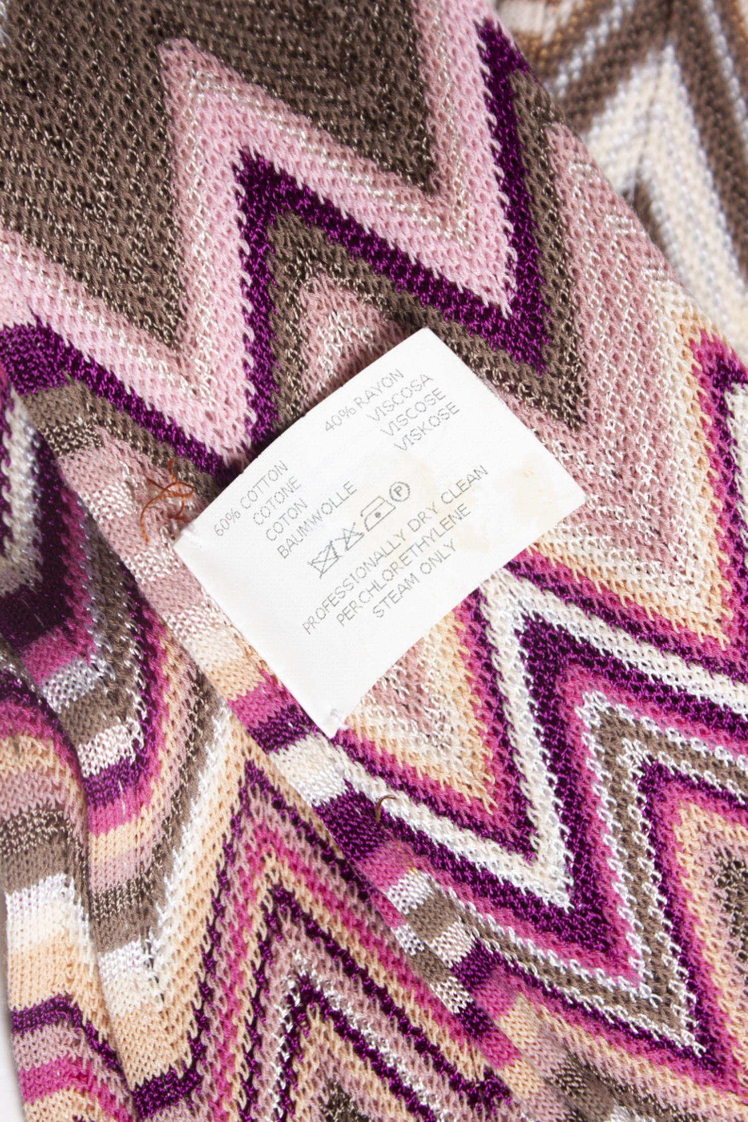 Missoni, pink and brown zig zag scarf - Unique Designer Pieces