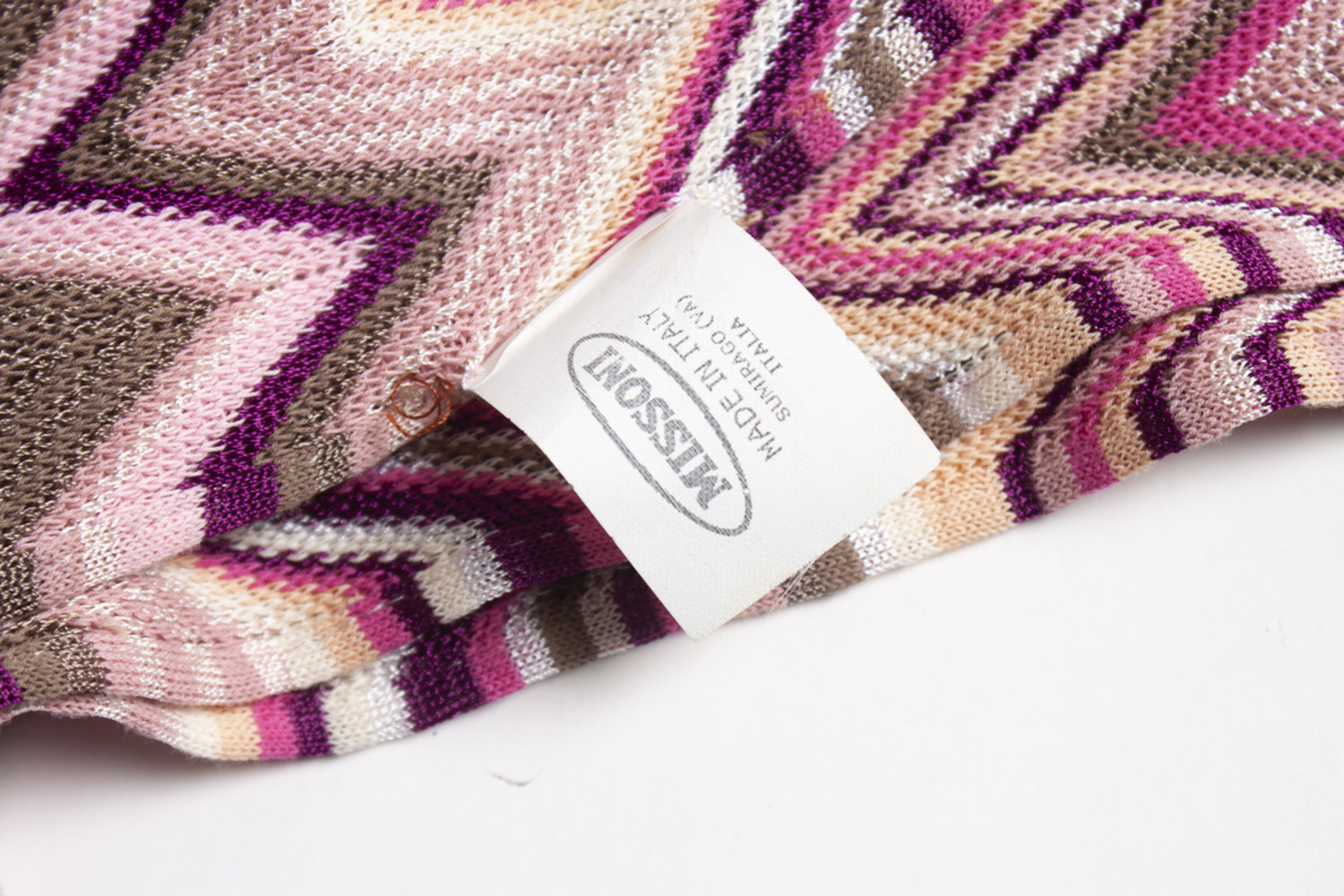 Missoni, pink and brown zig zag scarf - Unique Designer Pieces