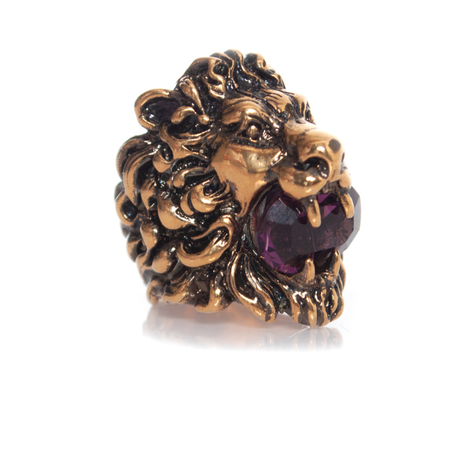 Gucci Lion Head Ring with Crystal