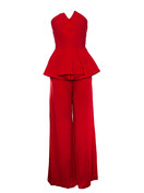 Red peplum jumpsuit sale