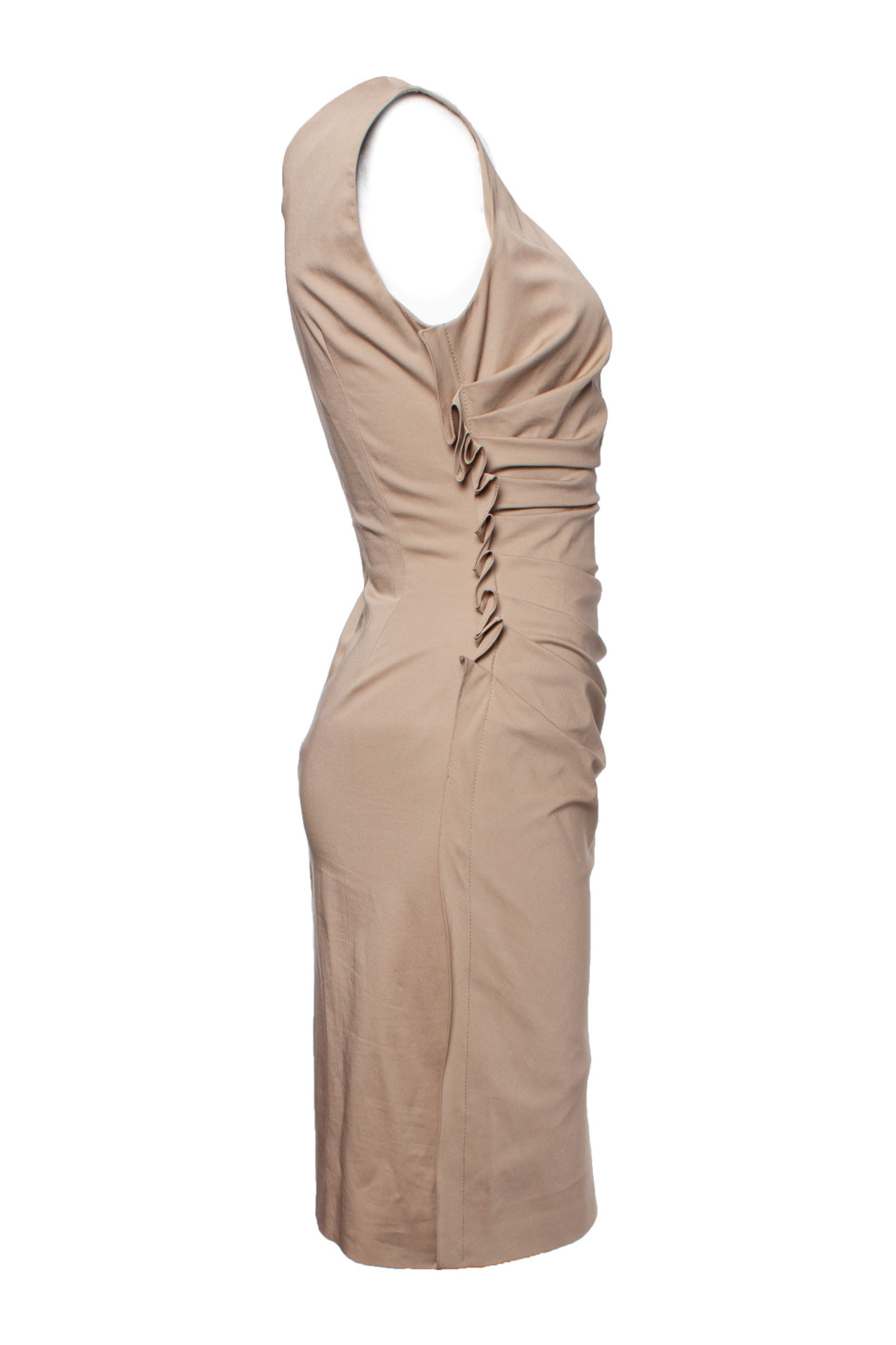 Christian Dior, Wrinkled sleeveless beige dress - Unique Designer Pieces