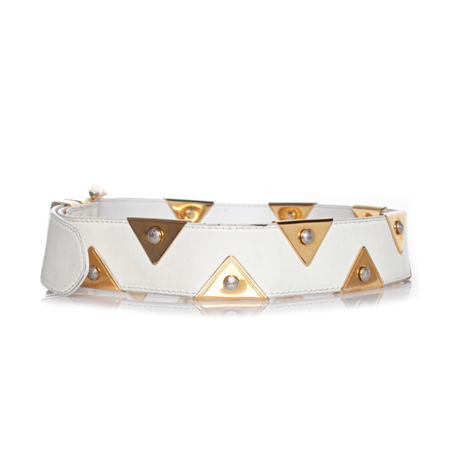 Gianni versace Leather belt with gold triangle applications Gianni Versace, belt with gold triangle applications  main image 2