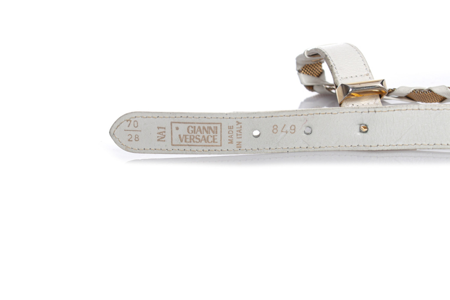 Gianni Versace White leather and metal braided belt Gianni Versace, White leather and metal braided belt  main image 3