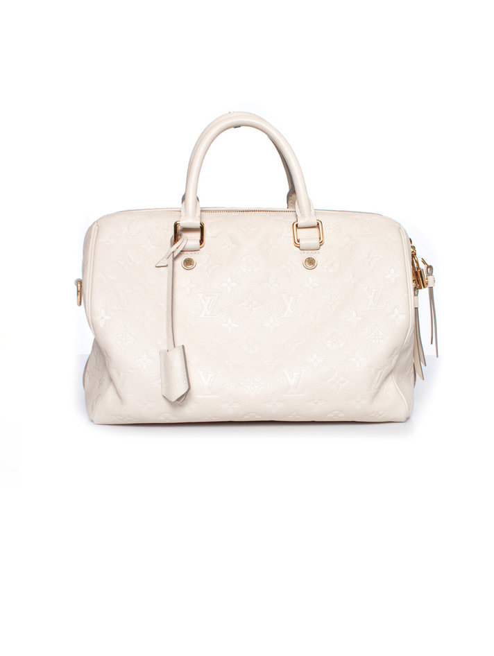 Louis Vuitton Khaki x Beige Leather Monogram Empreinte Speedy 20