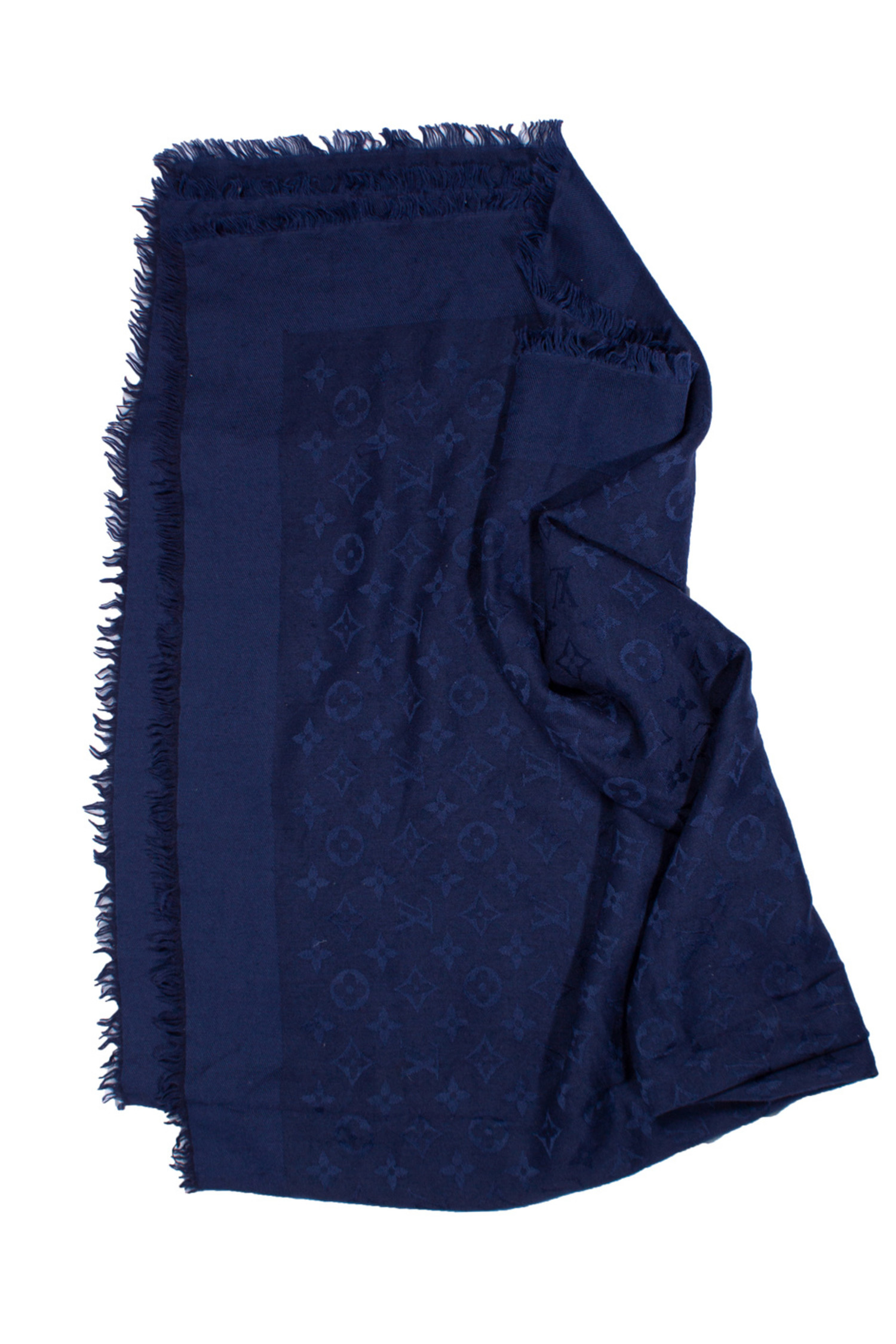 Châle monogram silk scarf Louis Vuitton Blue in Silk - 35665531