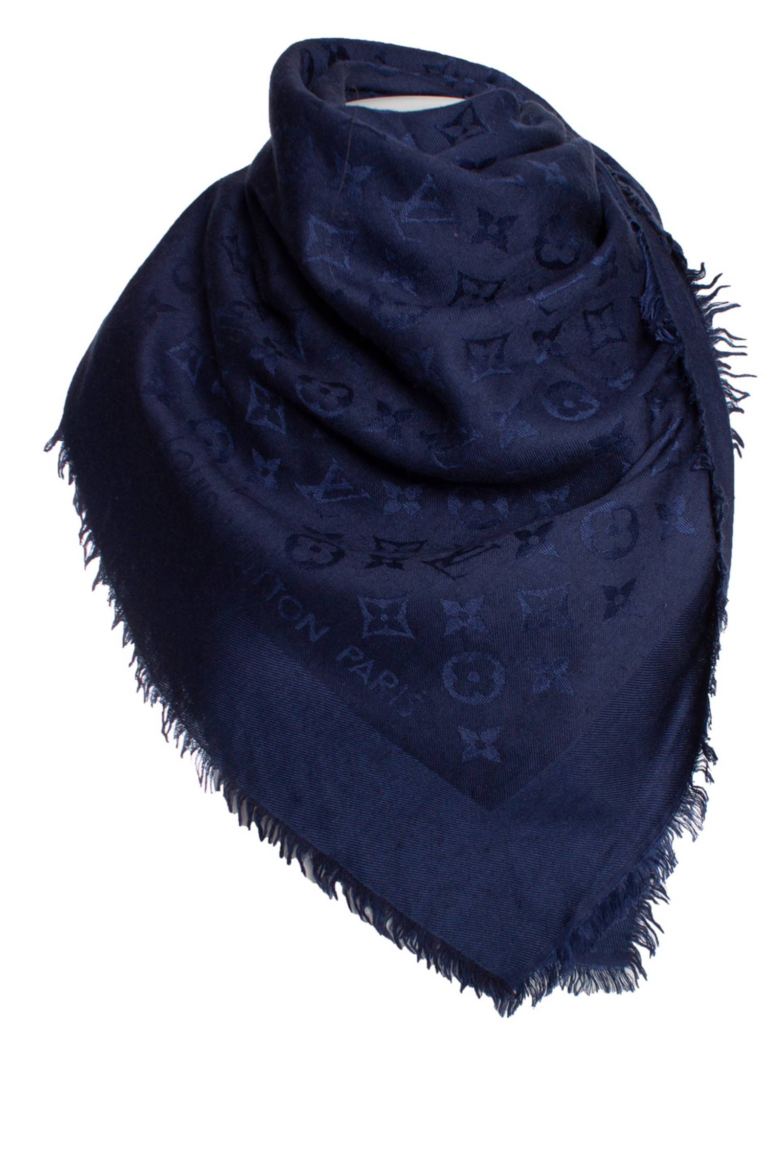 Louis Vuitton Classic Monogram Scarf Blue Silk ref.58804 - Joli Closet