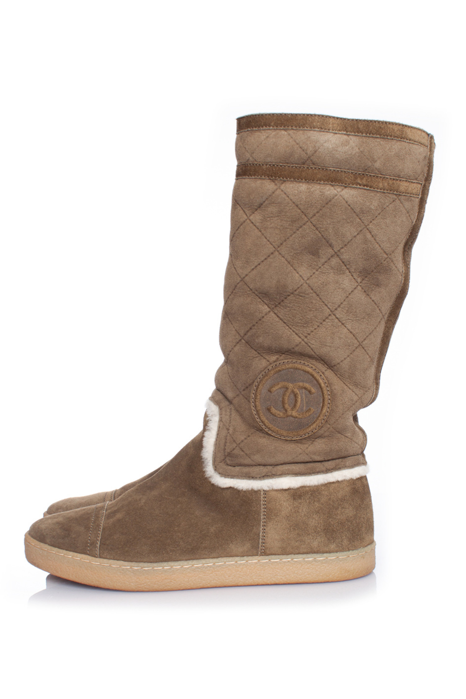 Chanel sheepskin store boots