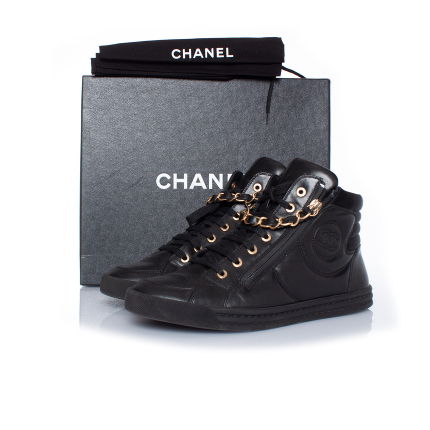 black high top chanel sneakers