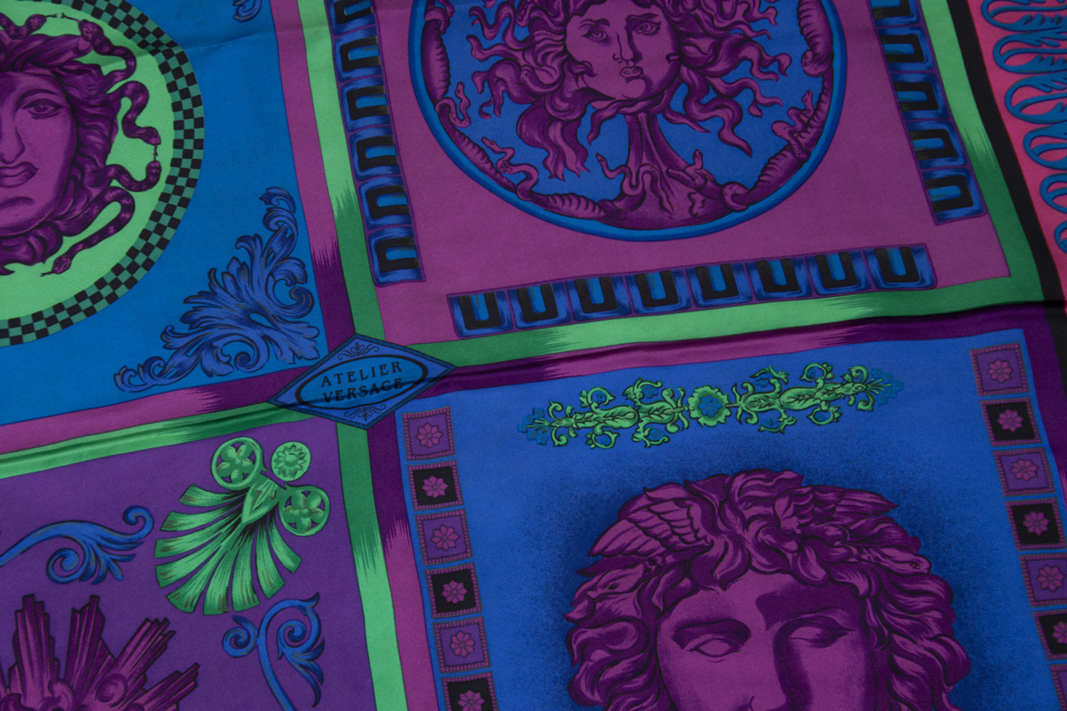 Atelier Versace, Multicolored medusa scarf - Unique Designer Pieces