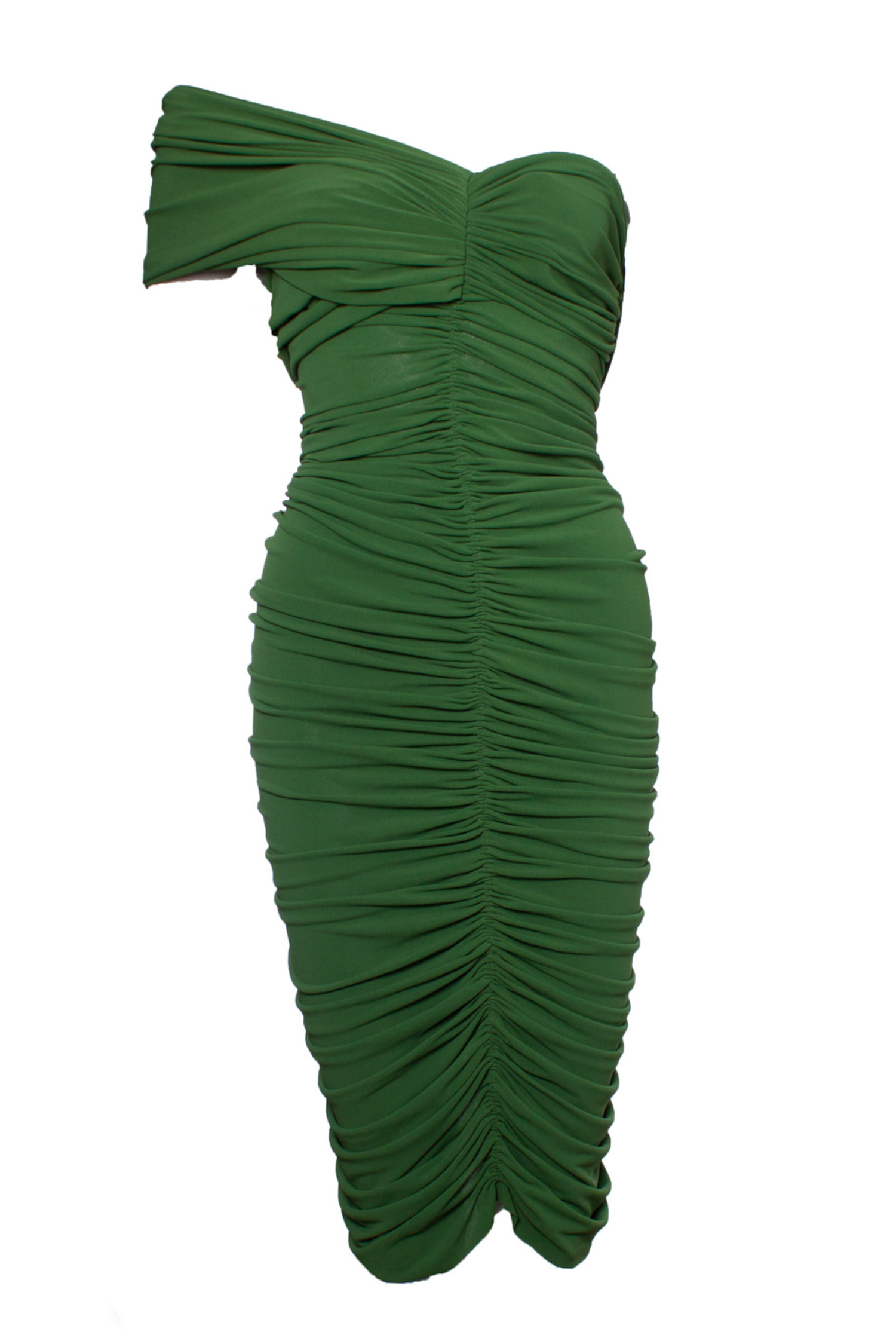 Lanvin Green draped dress with one shoulder Unique Designer Pieces