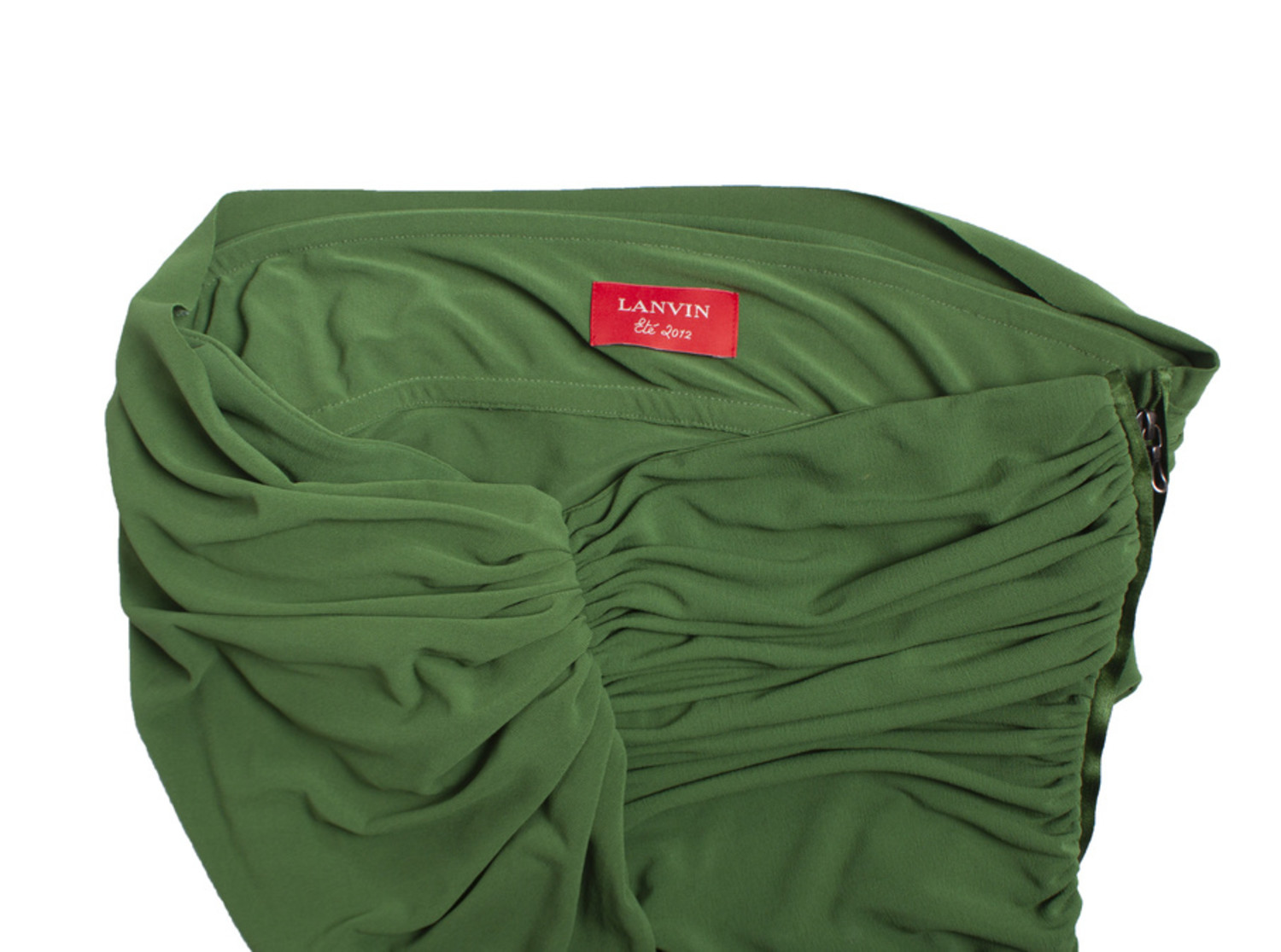 Lanvin, Green draped dress with one shoulder - Unique Designer Pieces