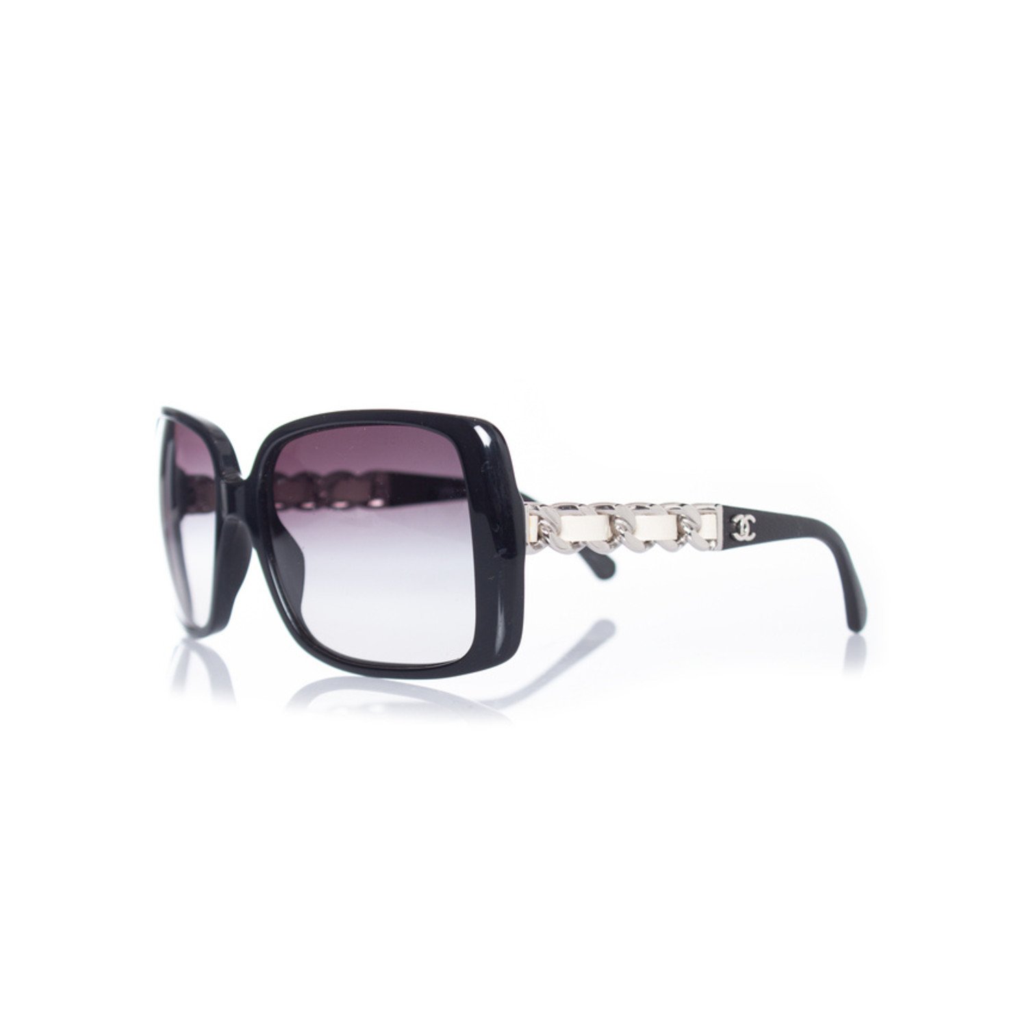 Chanel, Black square sunglasses with chain - Unique Designer Pieces