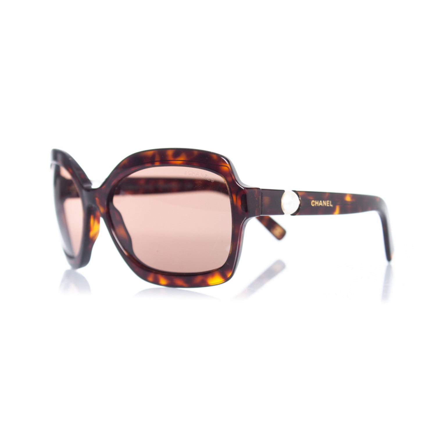 Chanel Sunglasses Tortoise Shell Frame Brown Pearl Collection 5132-H Sunglasses CHANEL Sunglasses: Square Sunglasses, acetate & glass pearls  main image 4