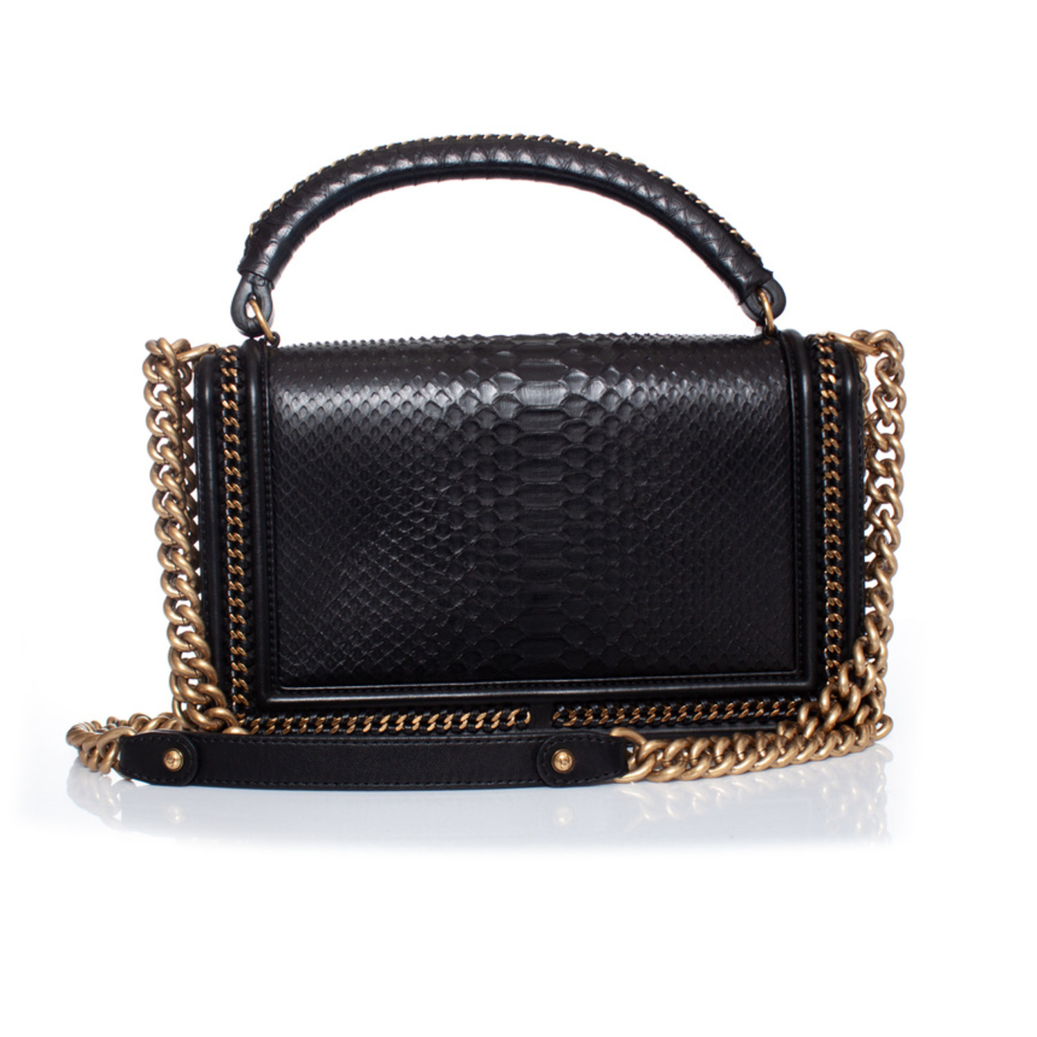 Chanel Black Python Medium Coco Top Handle Bag