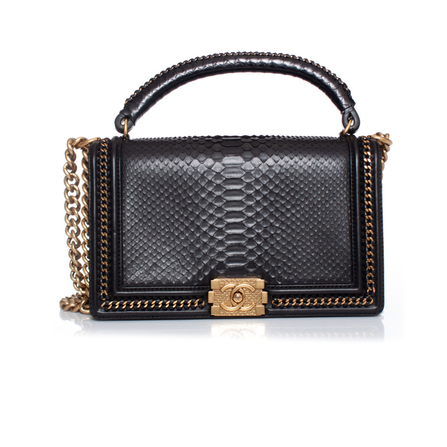 Chanel Beige Metallic Python CC Classic Double Flap Jumbo Bag  The Closet