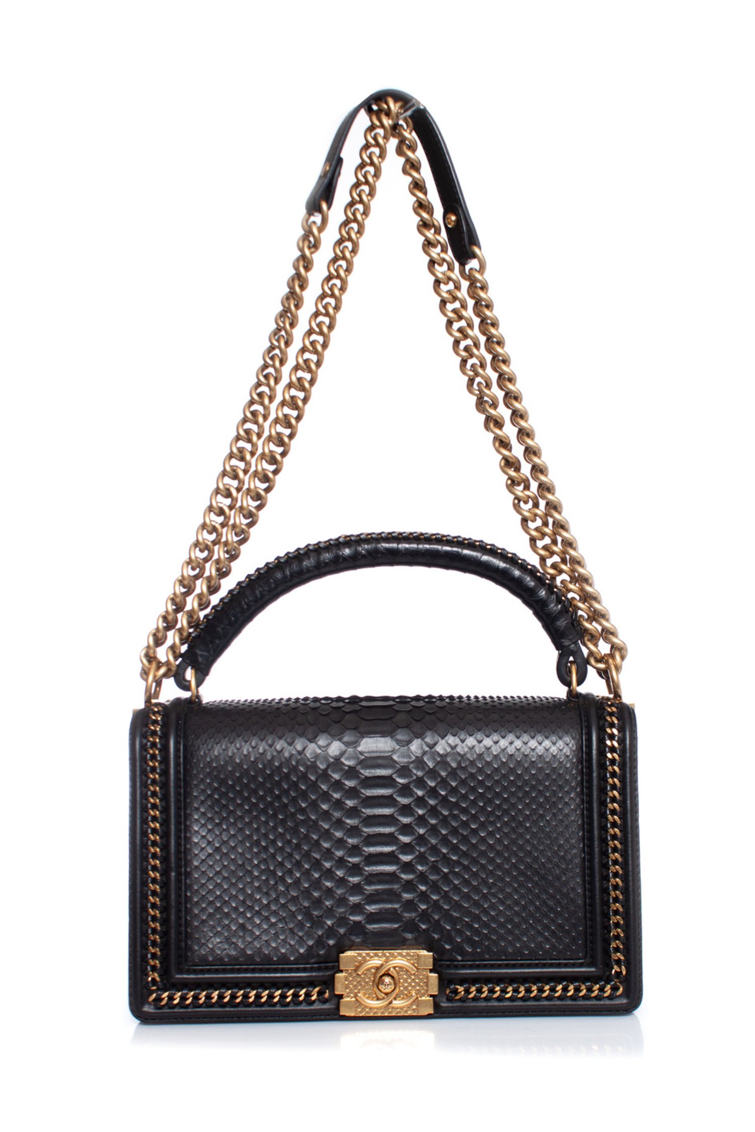 Buy PreOwned Chanel Boy Flap Crossbody Bag Medium Black Leather