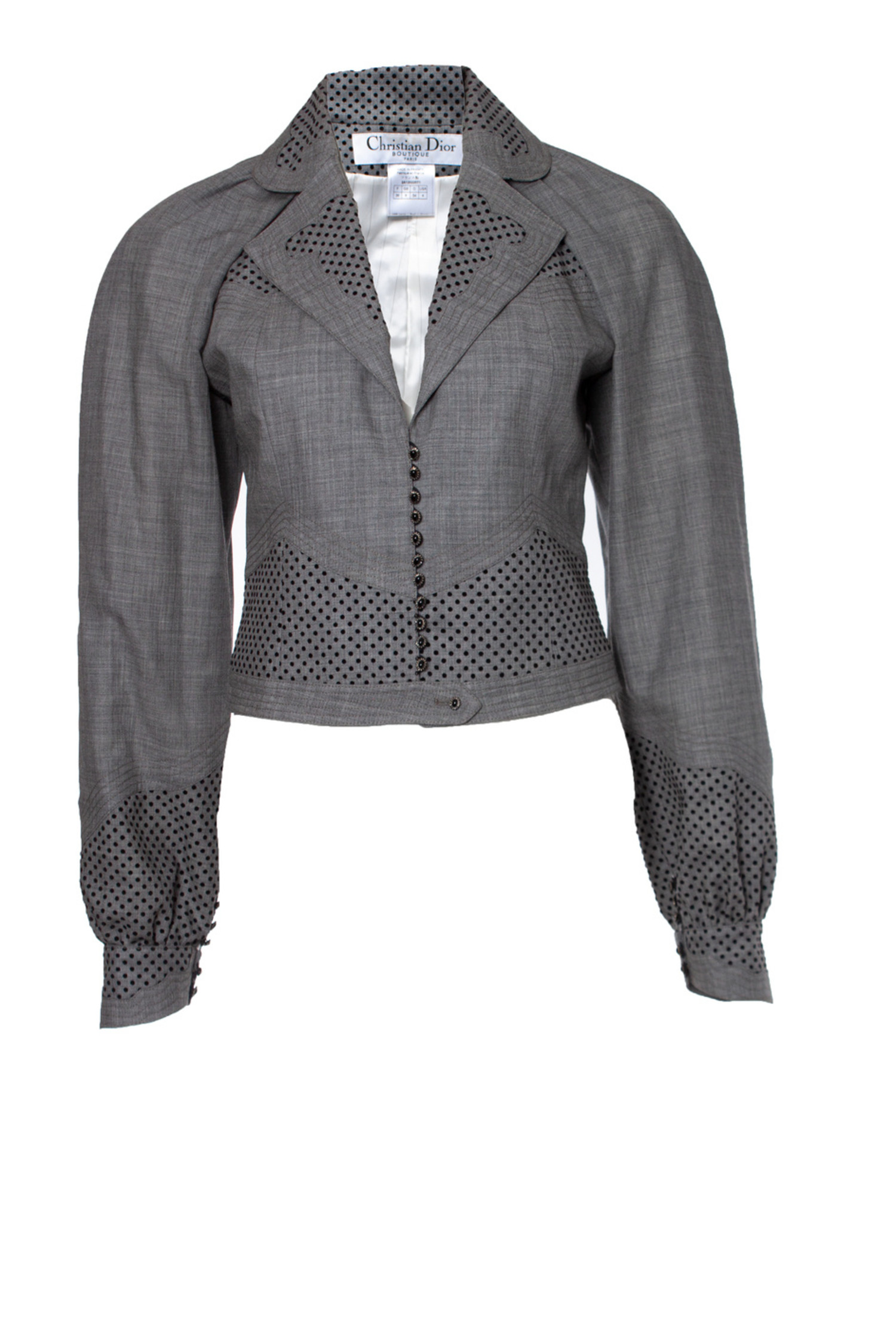Christian Dior グレー トップス40 Christian Dior, grey suit with velvet dotted print - Unique