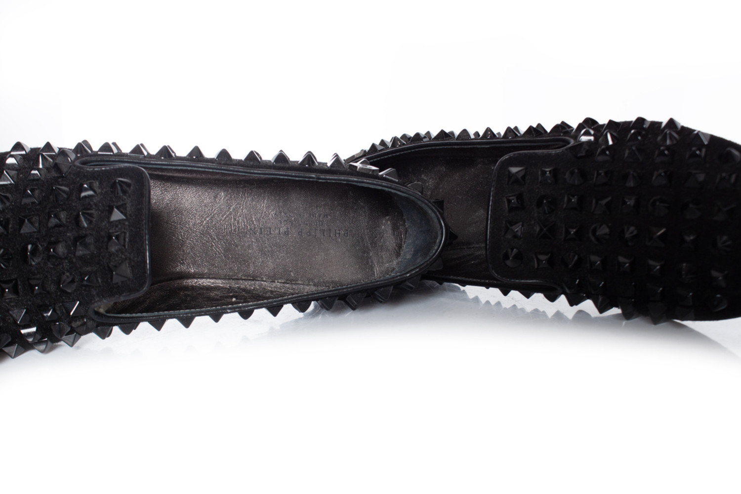 Philipp plein, Suede stud loafers in black - Unique Designer  display picture 3