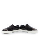 靴 archive MIUMIU leather slip on shoes Miu Miu Metal Cap Toe Leather Platform Slip On Sneakers Size