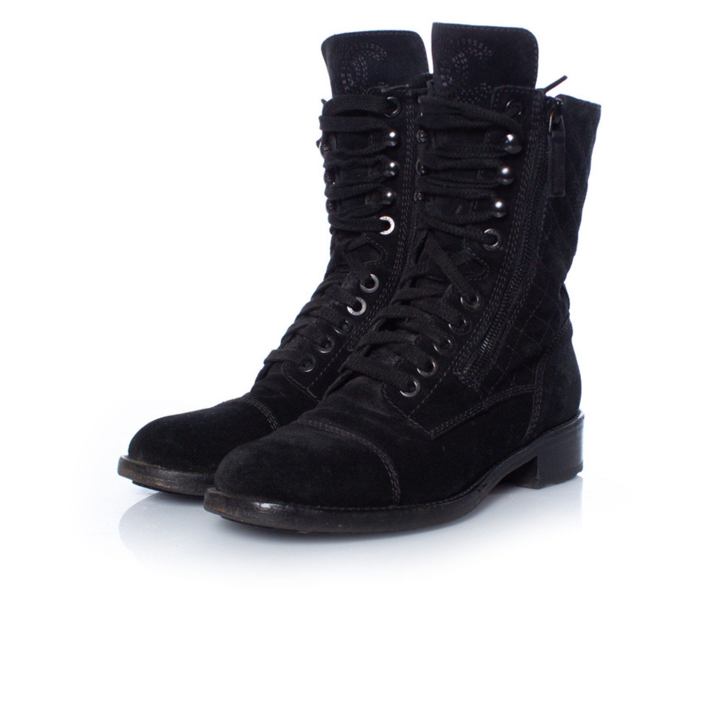 Vintage Chanel Black Quilted Leather Ankle Boots - Shop