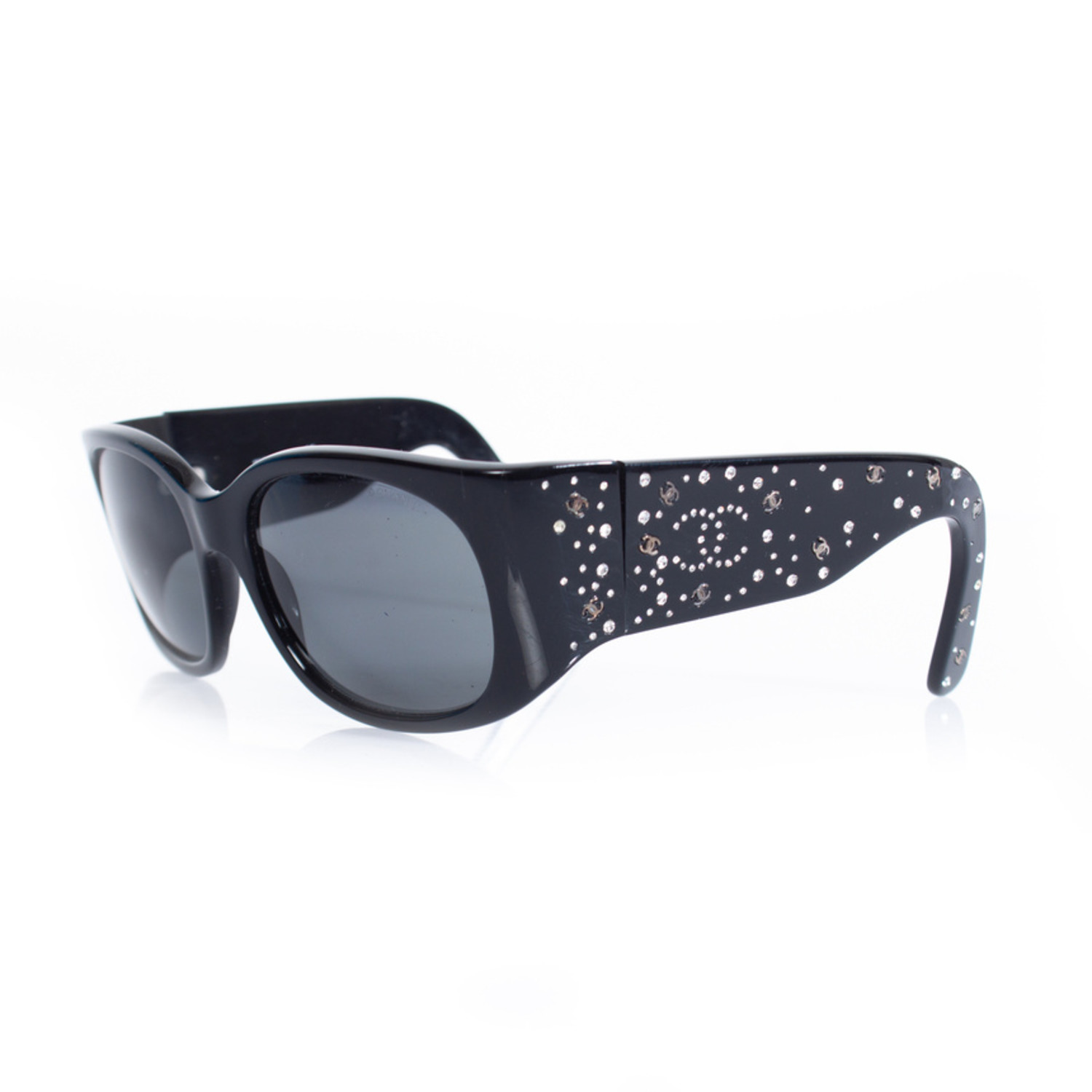 CHANEL Black Crystal-Embellished Sunglasses CHANEL Butterfly Sunglasses Black Swarovski Crystal CC Logo main image 3
