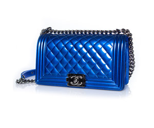 Chanel boy bag in metallic blauw Unique Designer Pieces