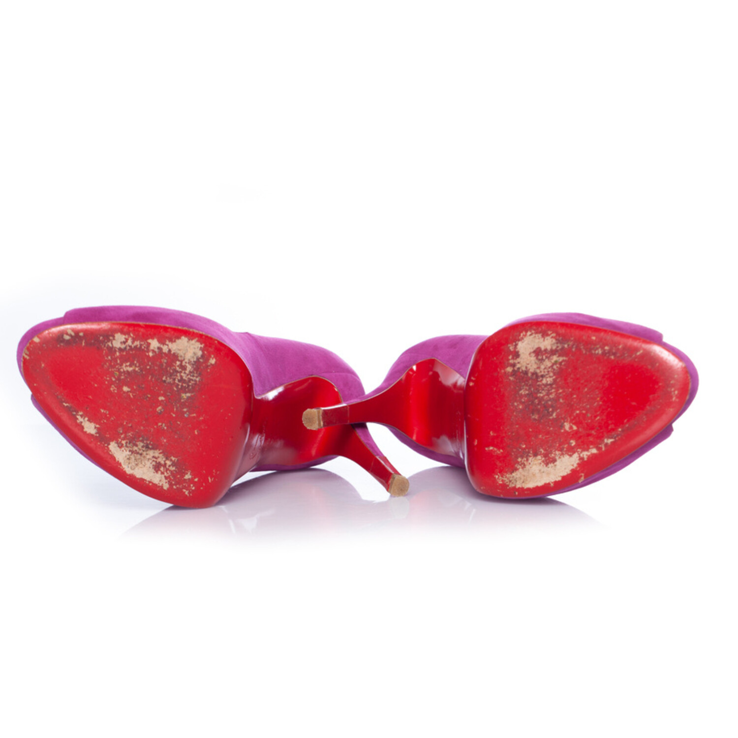 Christian Louboutin, Pink suede peep toe platform pump Unique