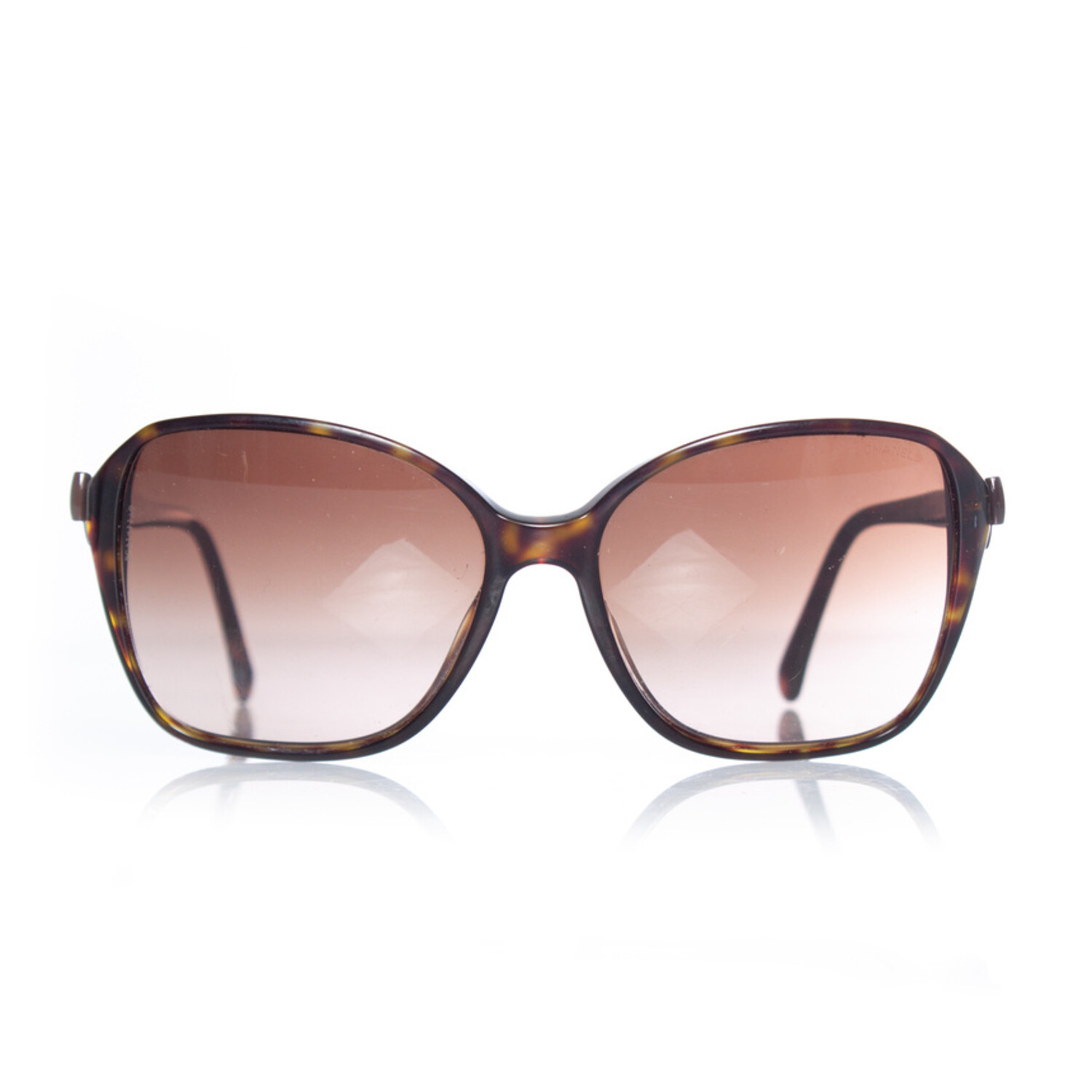 Chanel, Brown square tortoise bow sunglasses - Unique Designer Pieces