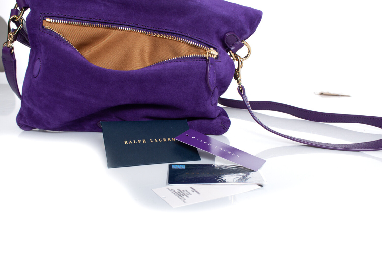 Ralph Lauren paarse suede crossbody tas Unique Designer Pieces