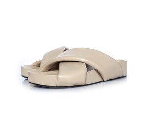 その他 JIL SANDER LEATHER CREAM Jil Sander, Leather cross sandals - Unique Designer Pieces