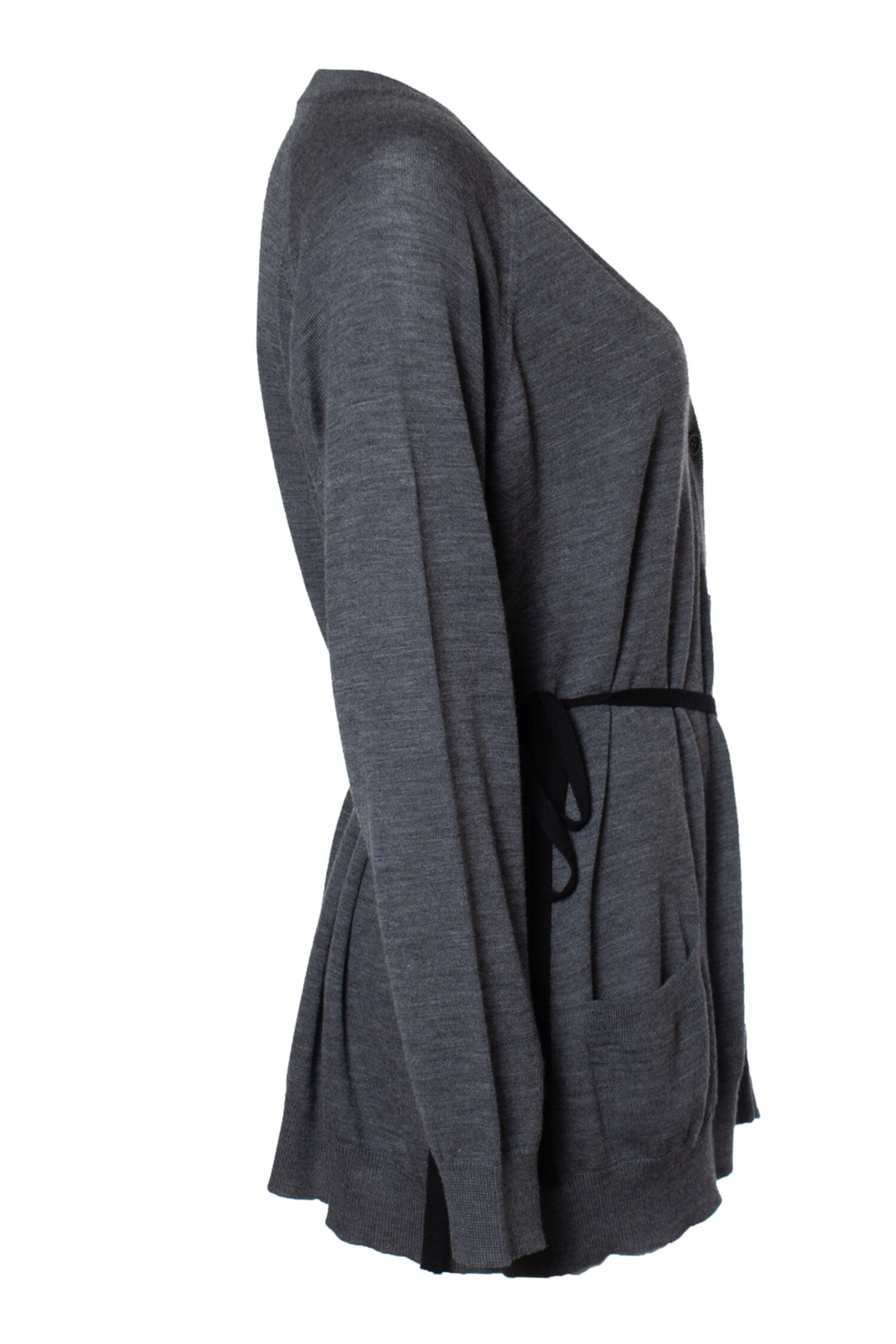 Prada, grey wool cardigan with ribbon - Unique Designer Pieces 