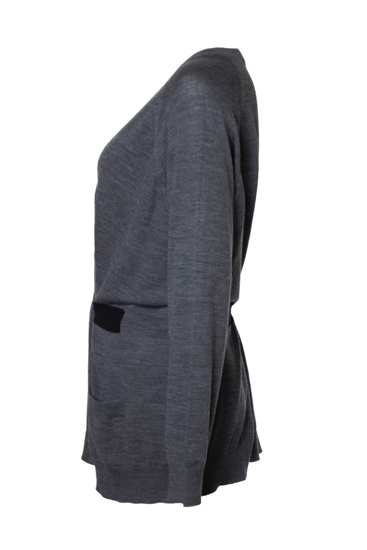 Prada, grey wool cardigan with ribbon - Unique Designer Pieces