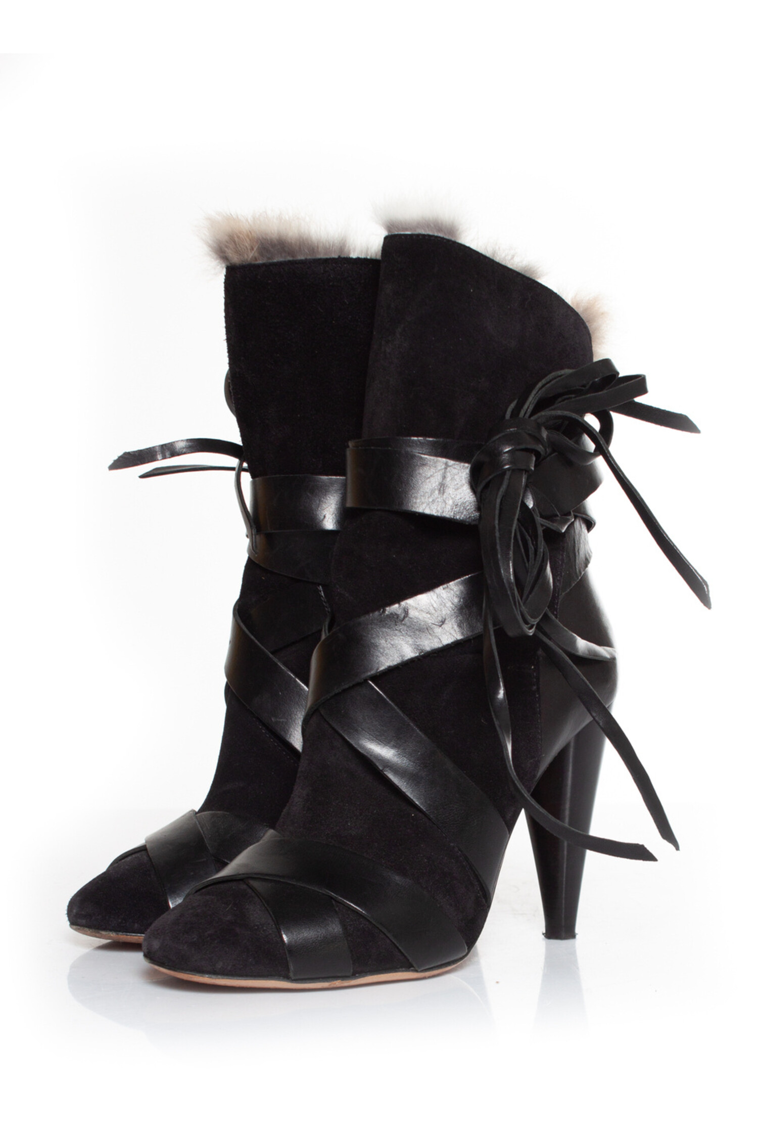 Isabel Marant Neta rabbit fur ankle booties Unique Designer Pieces