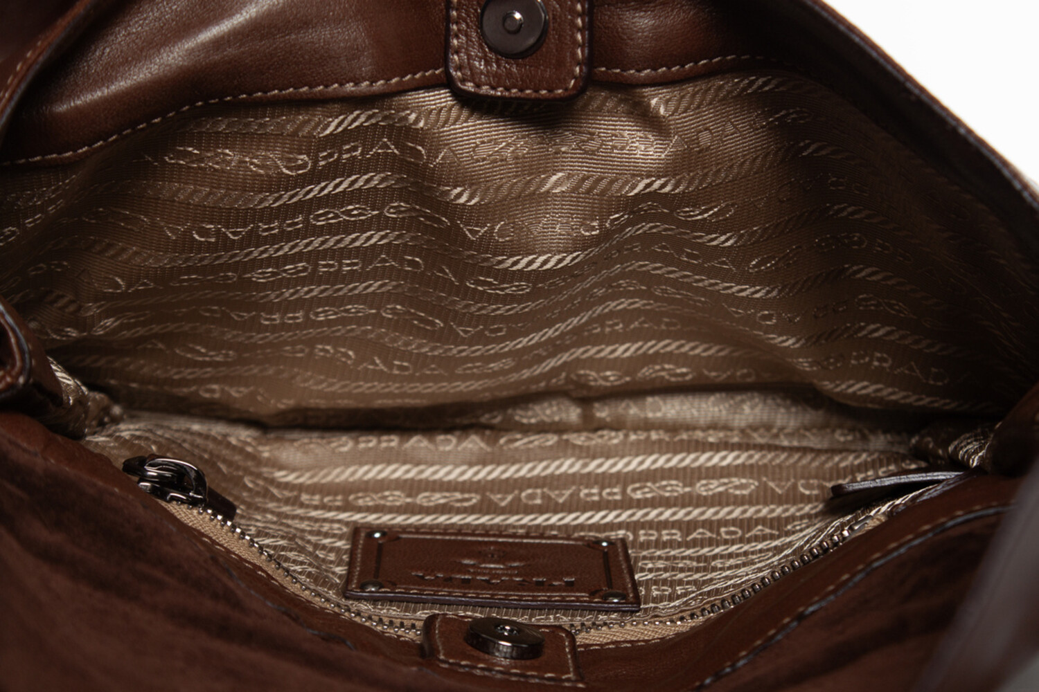 Prada, brown shoulder bag with leather fringes - Unique