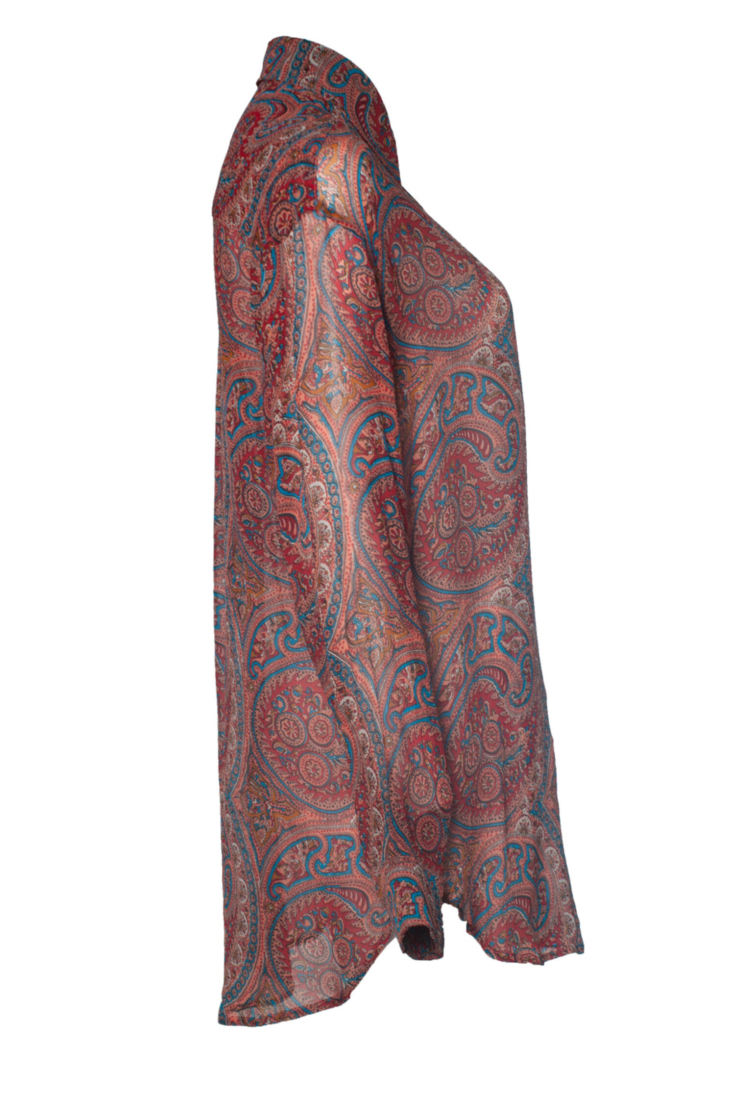 Etro, sheer Paisley printed blouse in red - Unique Designer Pieces