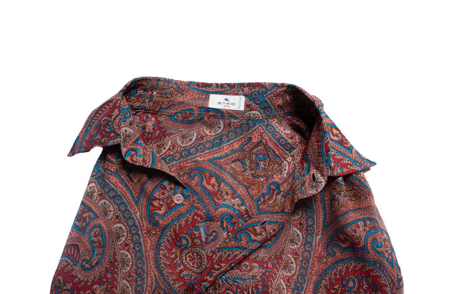 Etro, sheer Paisley printed blouse in red - Unique Designer Pieces