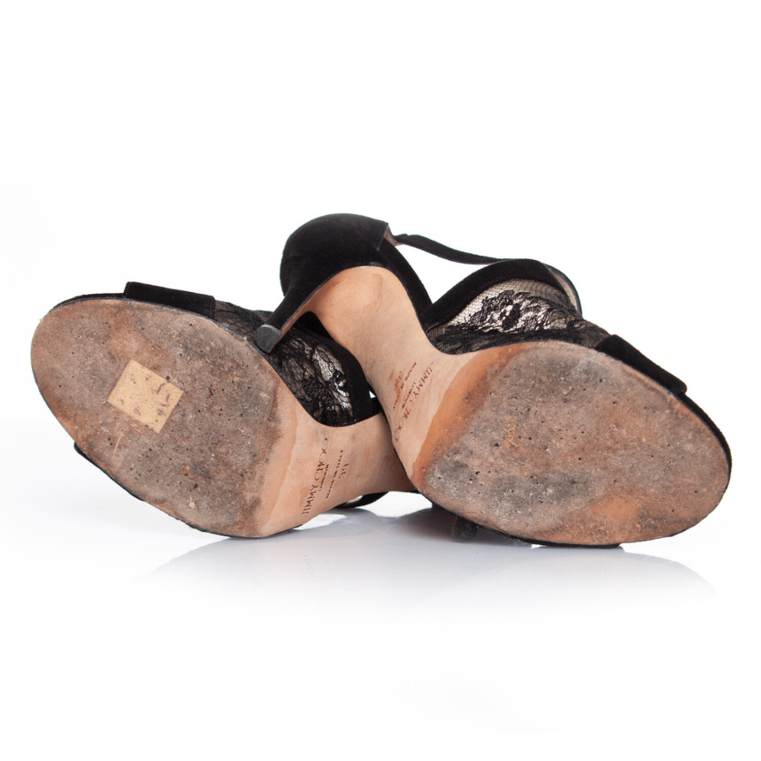Jimmy Choo, Suede peep-toe sandals with lace - Unique Jimmy Choo, Suede peep-toe sandals with lace - Unique