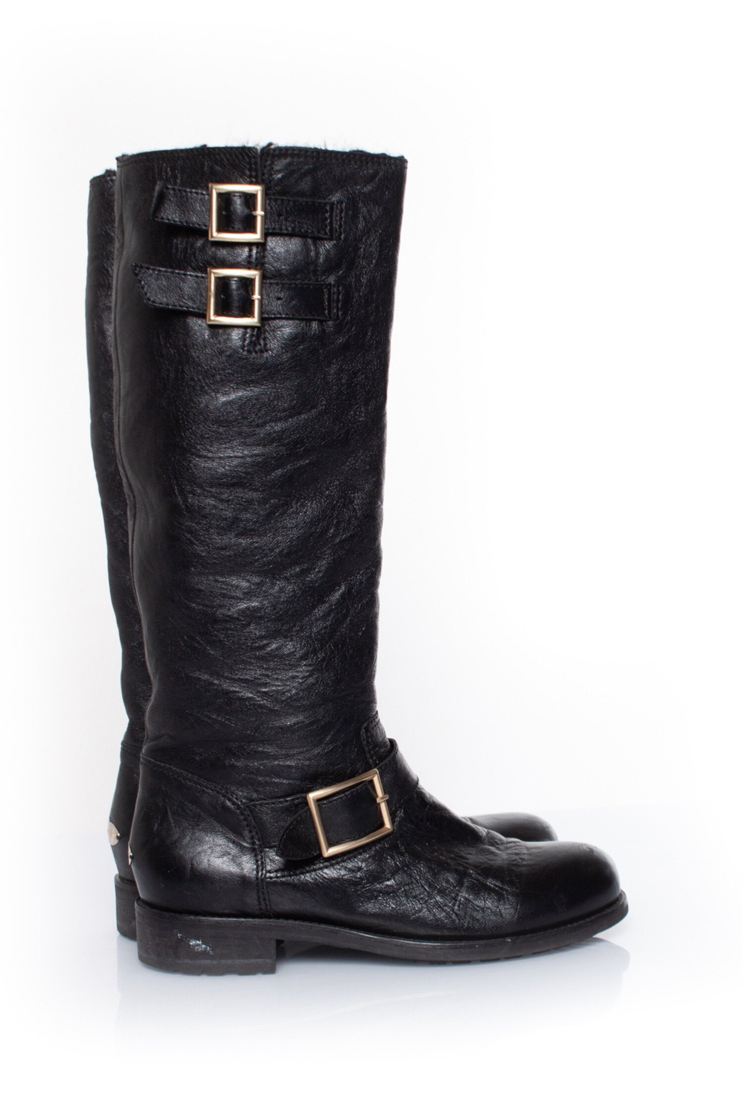 Jimmy Choo, Grained leather biker boots - Unique Designer Pieces Jimmy Choo, Grained leather biker boots - Unique Designer Pieces