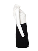 sandro black and white dress Palma Collared Midi Dress in Knit- Black
