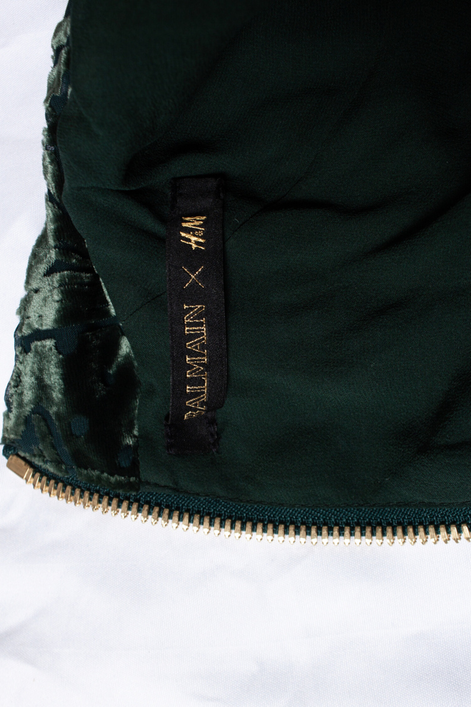 Balmain x H&M, green velvet dress - Unique Designer Pieces